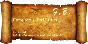 Ferenczy Bálint névjegykártya